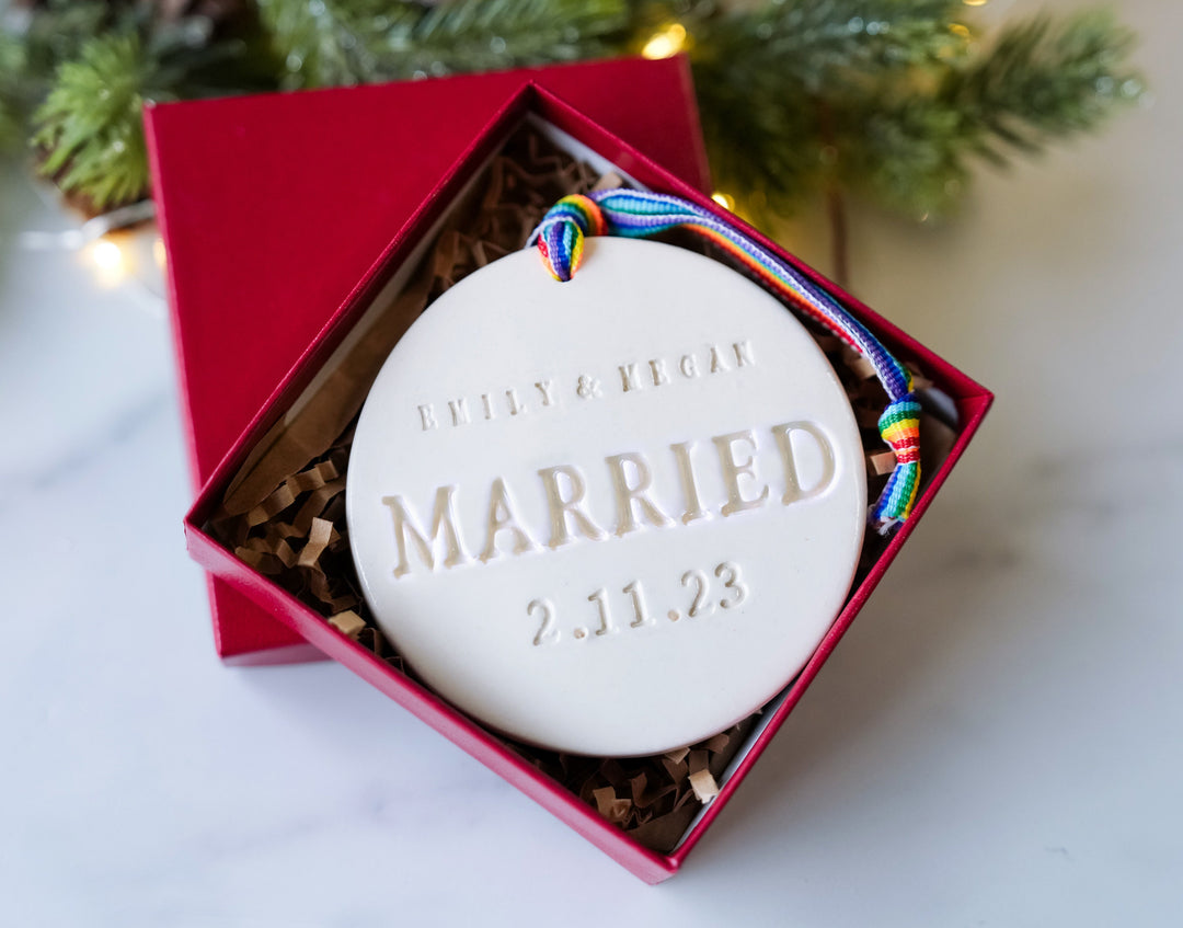 Personalized Gay Couples Ornament - Custom Married Ornament