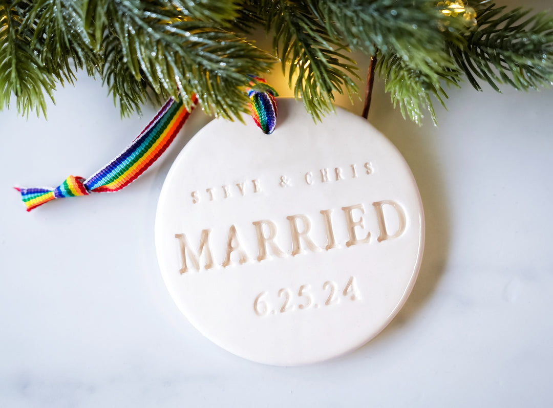 Personalized Gay Couples Ornament - Custom Married Ornament