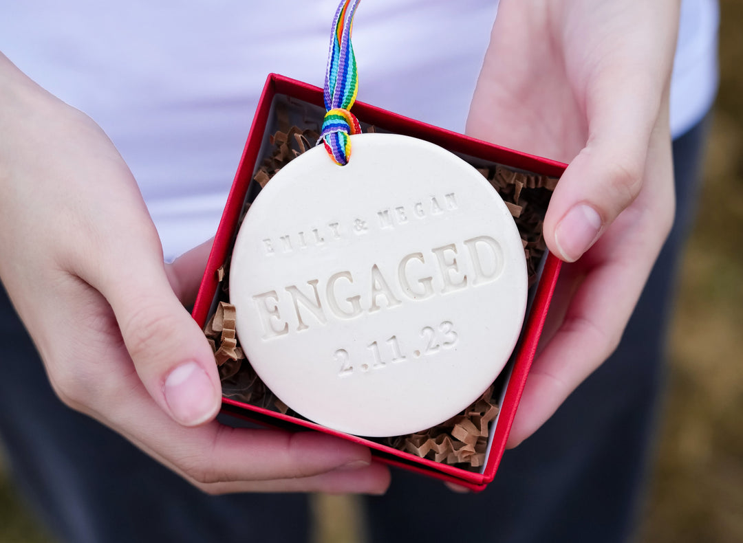 Personalized Gay Couples Ornament - Custom Engaged Ornament