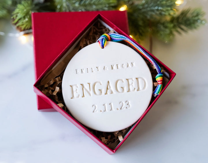 Personalized Gay Couples Ornament - Custom Engaged Ornament