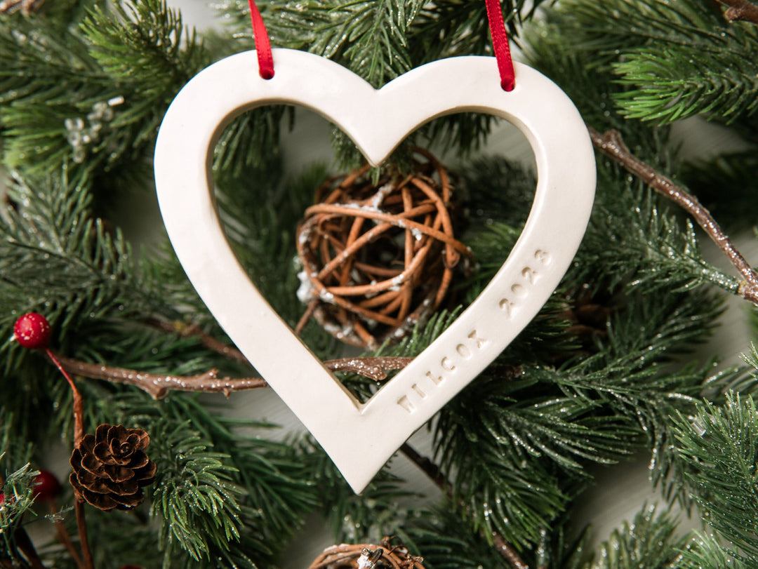 First Christmas Ornament 2025 - Personalized Family Heart