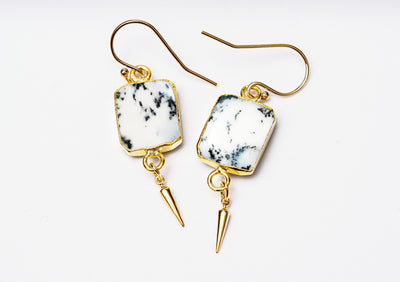 Dendrite Opal Gemstone Slice Necklace, Raw Birthstone Necklace
