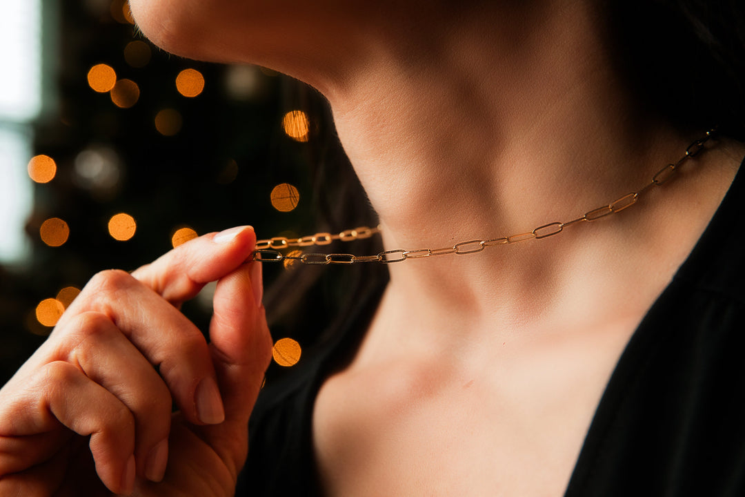 Small Link Paperclip Chain Necklace, Minimalist Jewelry Necklace