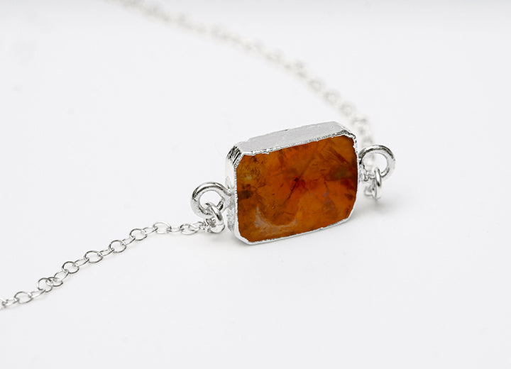 Citrine Gemstone Slice Necklace, Raw Birthstone Necklace