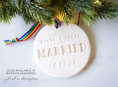 Personalized Gay Couples Ornament - Custom Engaged Ornament