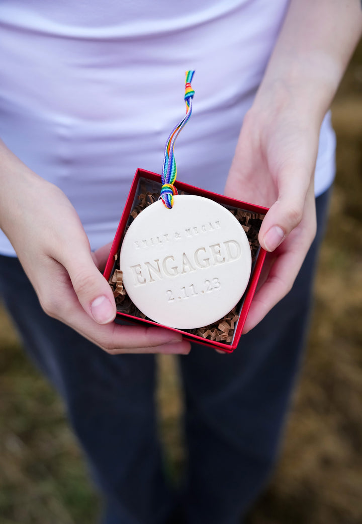 Personalized Gay Couples Ornament - Custom Engaged Ornament