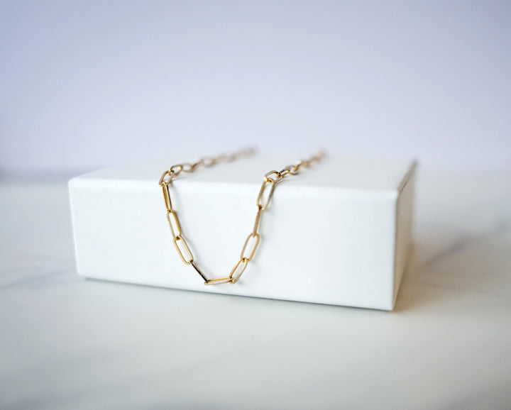 Small Link Paperclip Chain Necklace, Minimalist Jewelry Necklace