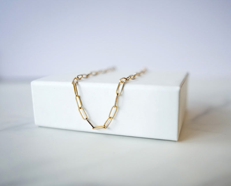 Small Link Paperclip Chain Necklace, Minimalist Jewelry Necklace