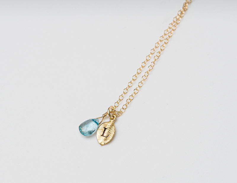 Dainty Personalized Blue Topaz Necklace, December Birthstone