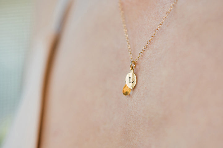 Dainty Personalized Citrine Necklace, November Birthstone