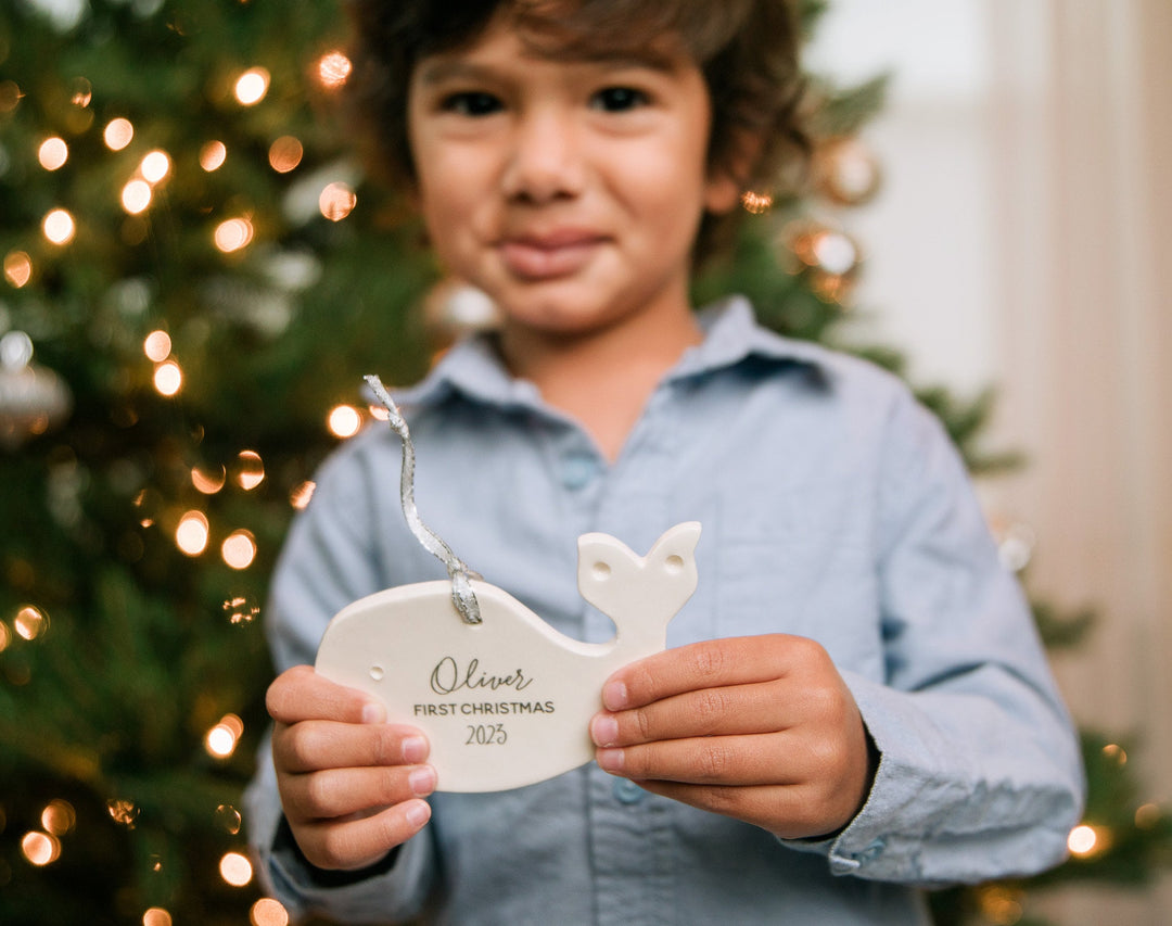 Whale Ornament, Personalized Baby's First Christmas Ornament