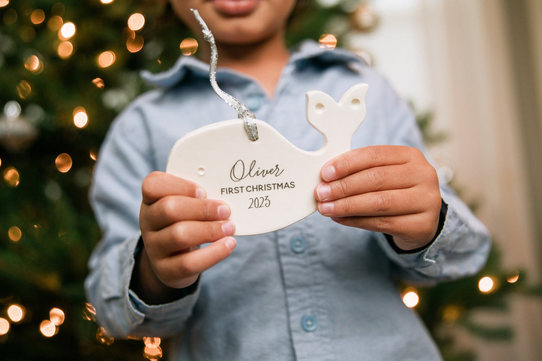 Whale Ornament, Personalized Baby's First Christmas Ornament