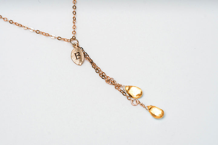 Personalized Citrine Drop Necklace, Dainty November Birthstone