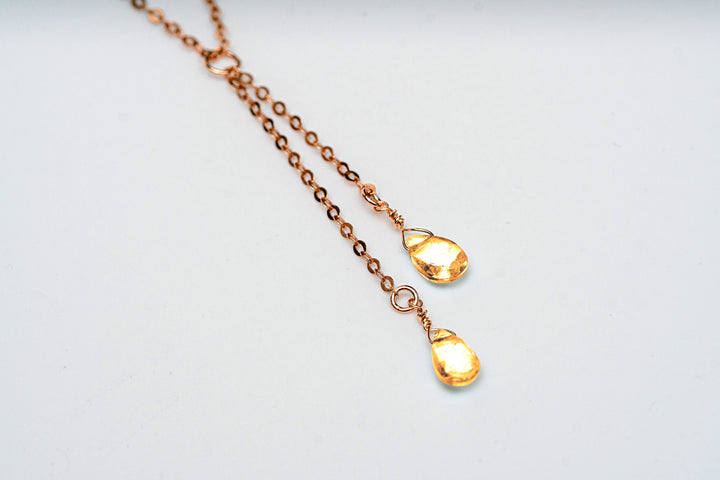 Personalized Citrine Drop Necklace, Dainty November Birthstone