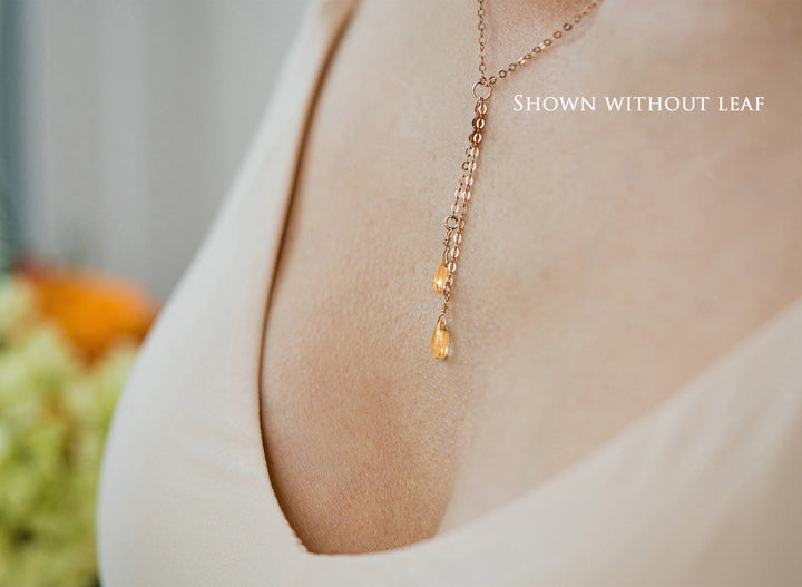 Personalized Citrine Drop Necklace, Dainty November Birthstone