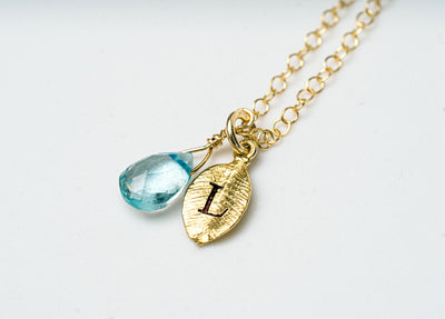 Dainty Personalized Blue Topaz Necklace, December Birthstone