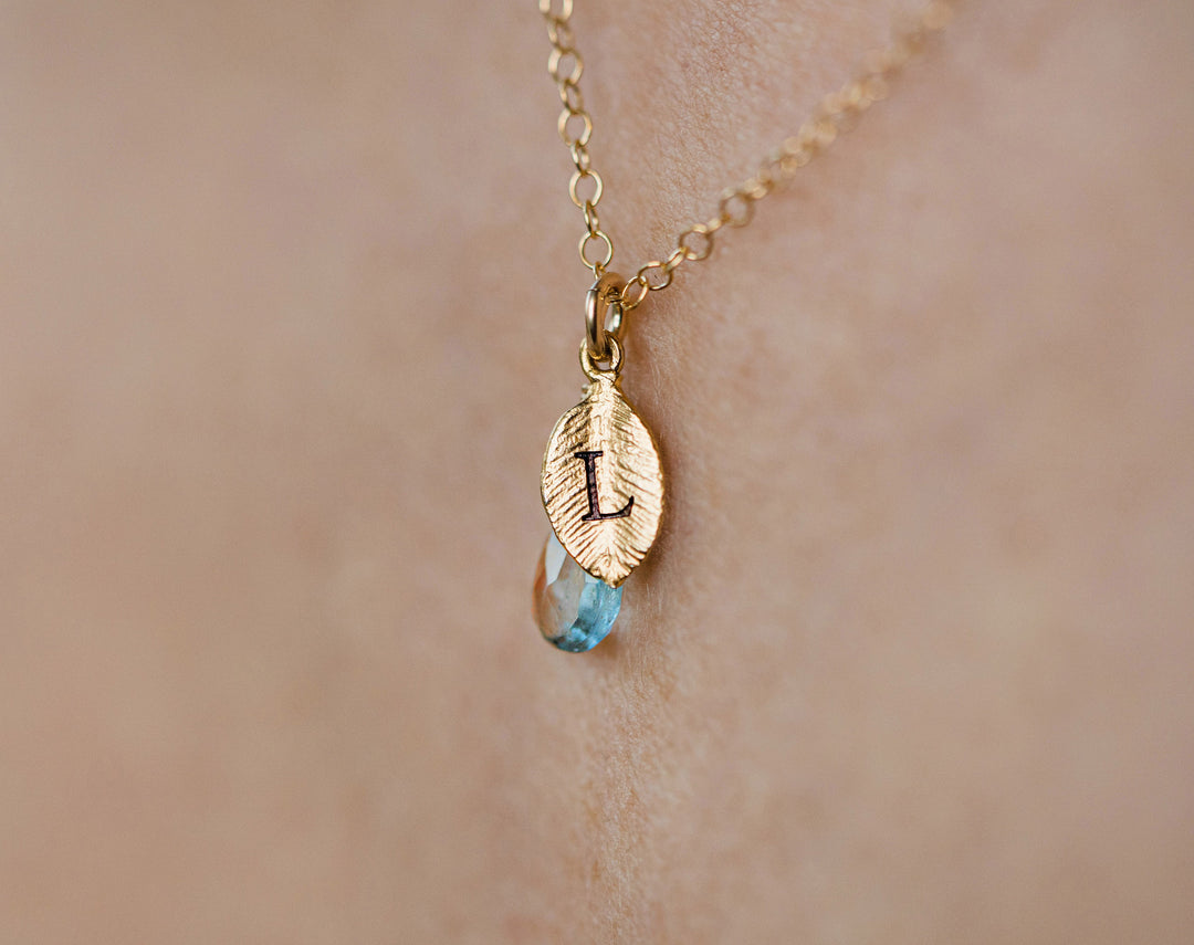 Dainty Personalized Blue Topaz Necklace, December Birthstone