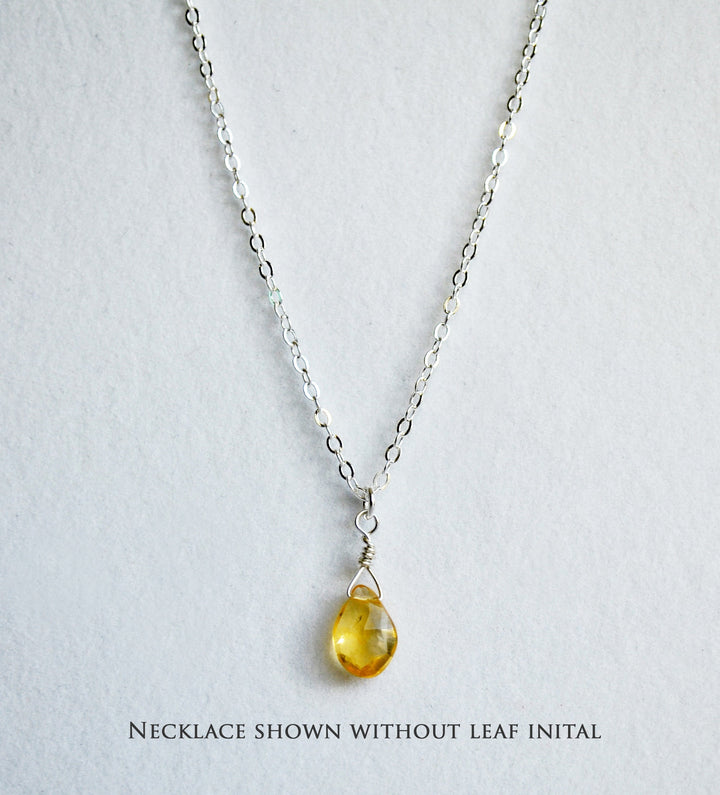 Dainty Personalized Citrine Necklace, November Birthstone