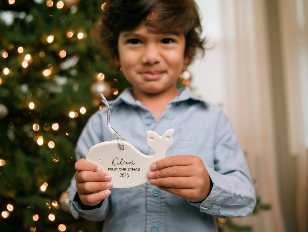 Whale Ornament, Personalized Baby's First Christmas Ornament