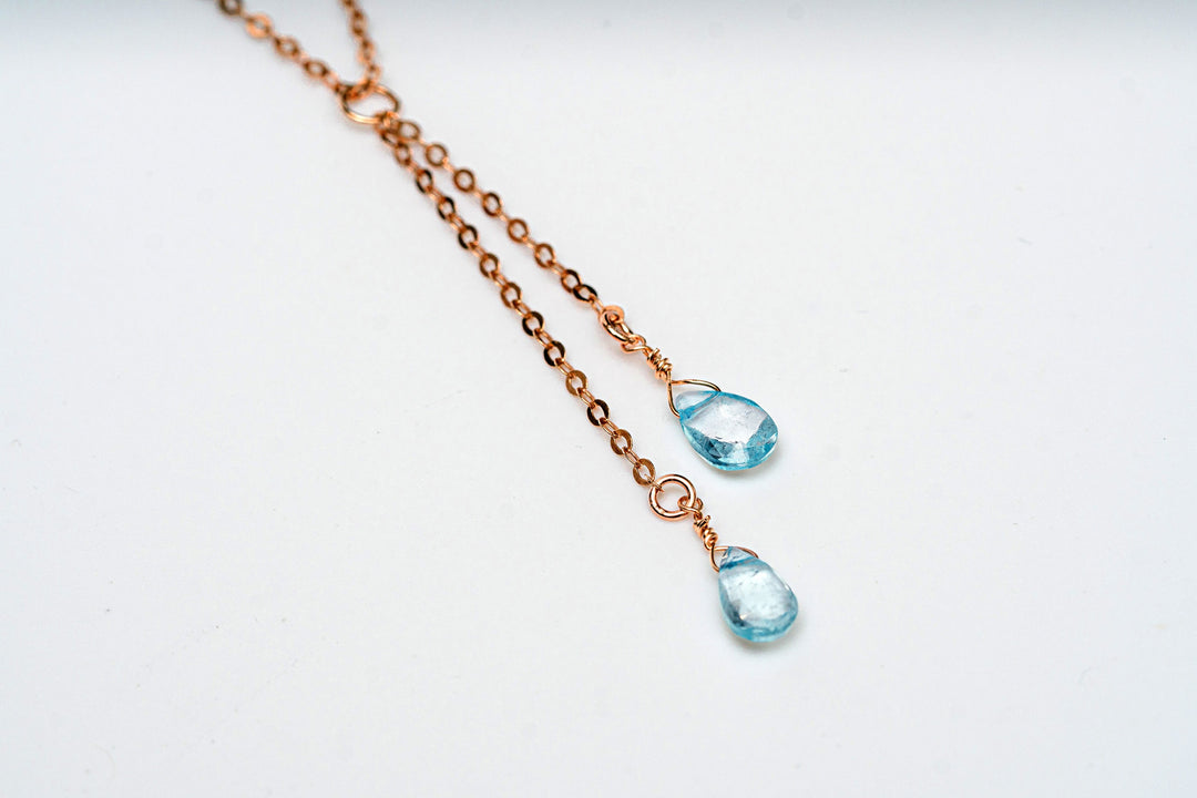 Personalized Blue Topaz Necklace, Dainty Drop December Birthstone