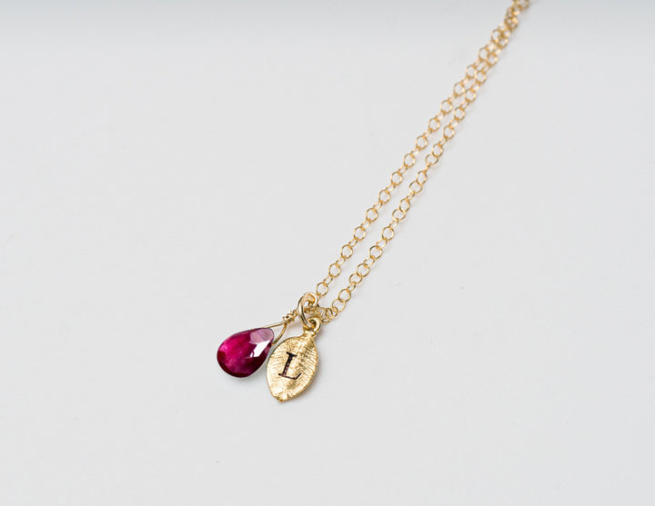 Dainty Personalized Garnet Necklace, January Birthstone