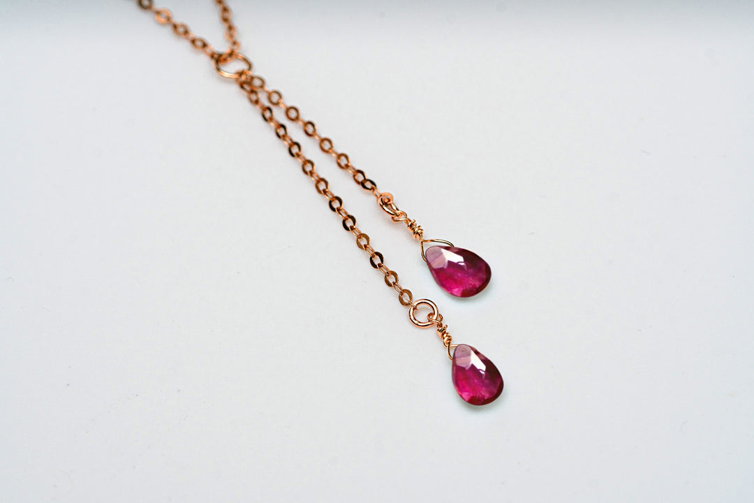 Personalized Garnet Necklace, Dainty Drop January Birthstone