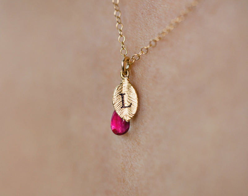 Dainty Personalized Garnet Necklace, January Birthstone