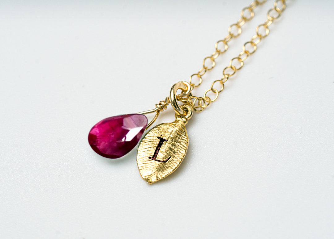 Dainty Personalized Garnet Necklace, January Birthstone