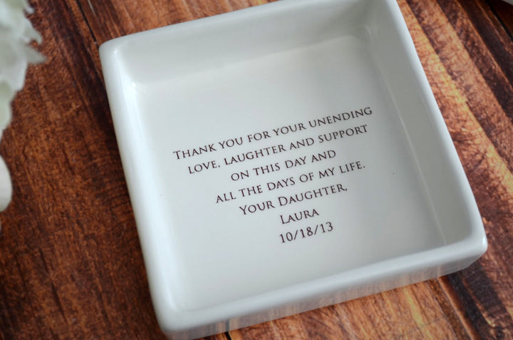 Mother of the Bride Gift - Square Keepsake Box - Add Custom Text - Mothers Hold Their Children's Hands for a Short While But Their Hearts Forever