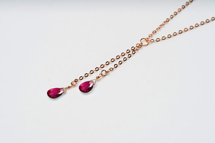 Personalized Garnet Necklace, Dainty Drop January Birthstone