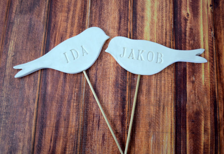 Personalized Name Bird Wedding Cake Toppers - Large Size