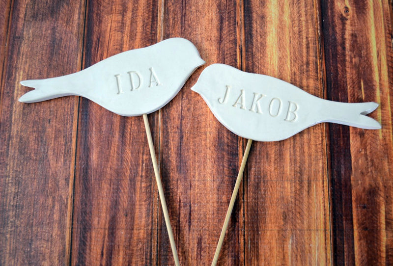 Personalized Name Bird Wedding Cake Toppers - Large Size
