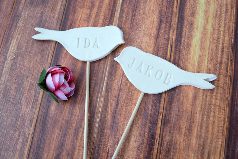 Personalized Name Bird Wedding Cake Toppers - Small Size
