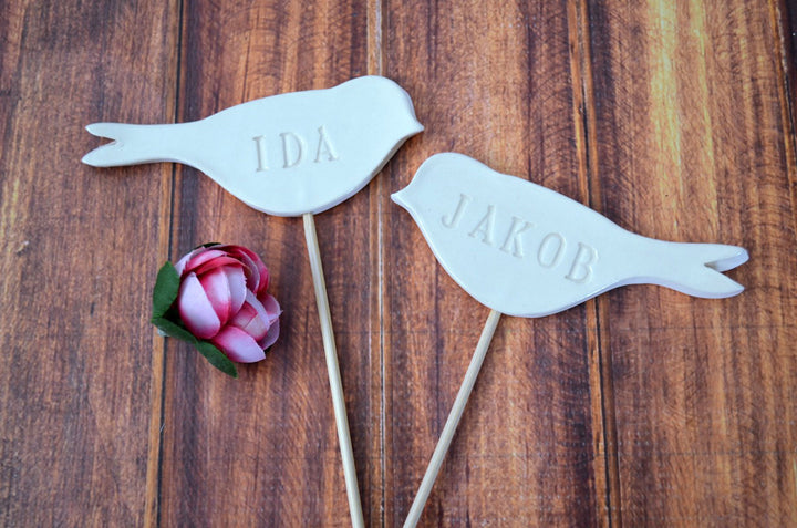 Personalized Name Bird Wedding Cake Toppers - Small Size