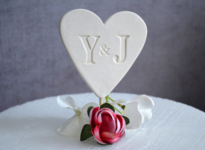 PERSONALIZED Heart Wedding Cake Topper with Initals