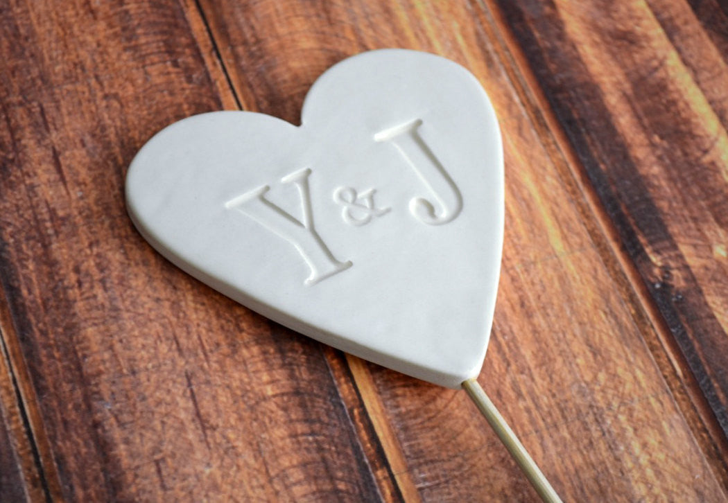 PERSONALIZED Heart Wedding Cake Topper with Initals