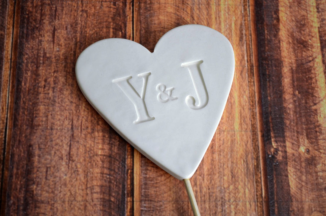 PERSONALIZED Heart Wedding Cake Topper with Initals