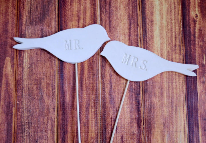 Mr. & Mrs. Bird Wedding Cake Toppers - READY TO SHIP - Large Size