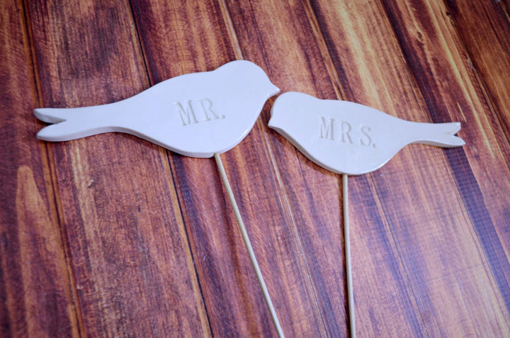 Mr. & Mrs. Bird Wedding Cake Toppers - READY TO SHIP - Large Size