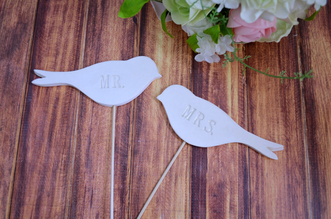 Mr. & Mrs. Bird Wedding Cake Toppers - READY TO SHIP - Large Size