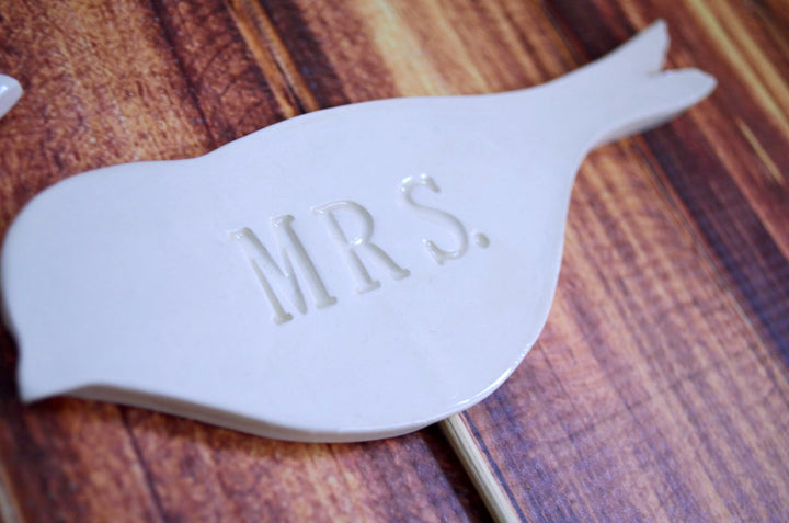 Mr. & Mrs. Bird Wedding Cake Toppers - READY TO SHIP - Large Size