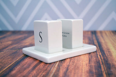 Personalized Salt and Pepper Shakers -Bridal or House Warming Gift