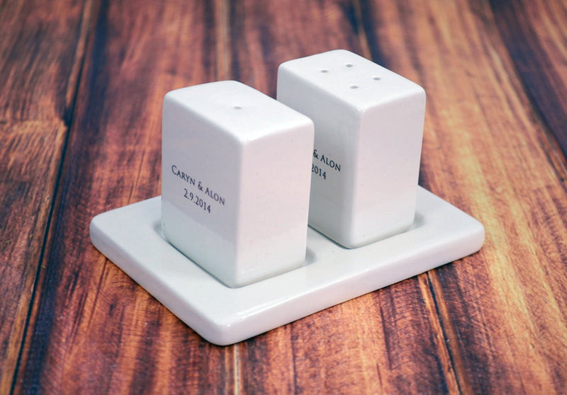 Personalized Salt and Pepper Shakers Bridal or House Warming Gift