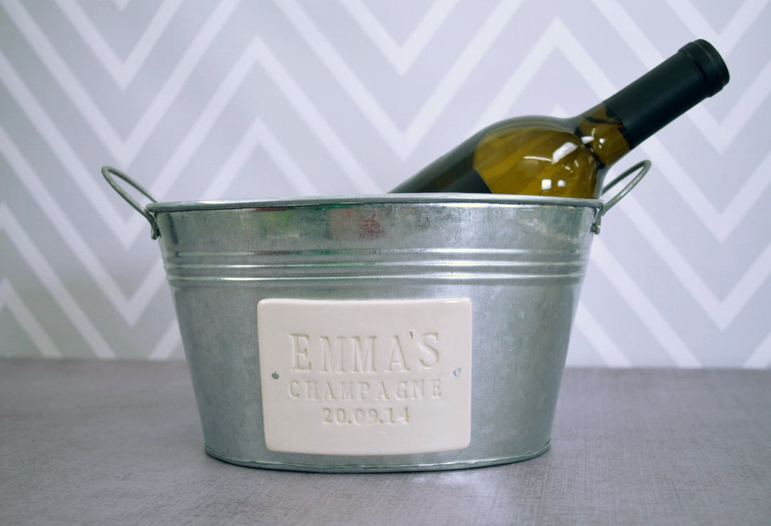 Personalized Birthday Gift or House Warming Gift  - Champagne Bucket with First Name and Date