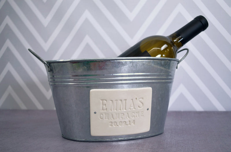 Personalized Birthday Gift or House Warming Gift  - Champagne Bucket with First Name and Date