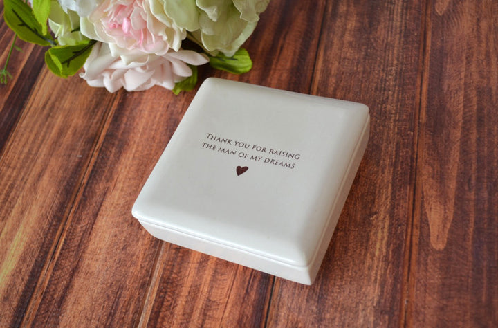 Custom Mother of the Groom Gift | Thank You for Raising the Man of My Dreams | Square Keepsake Box