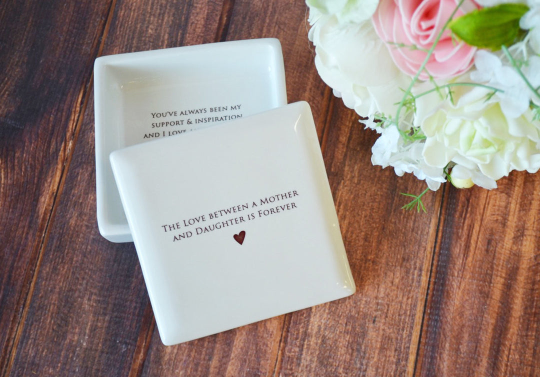 The Love Between a Mother and Daughter is Forever - Square Keepsake Box With Custom Text