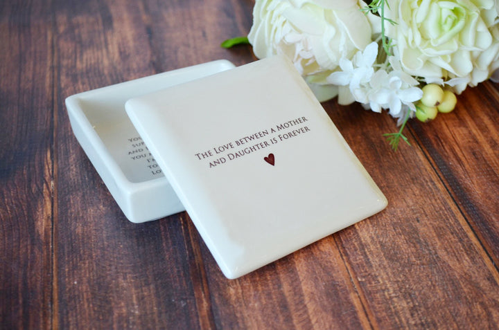 The Love Between a Mother and Daughter is Forever - Square Keepsake Box With Custom Text