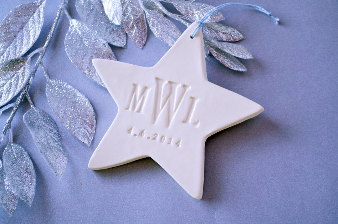 Monogramed Star First Christmas Ornament - 2024