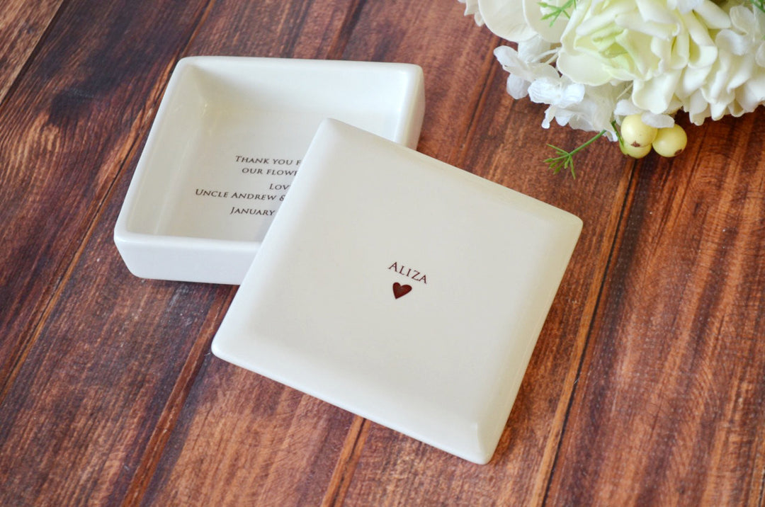 Unique Flower Girl Gift - Square Keepsake Box